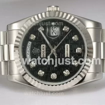 Rolex Day Date Automatic Diamond Marking with Black Computer Dial