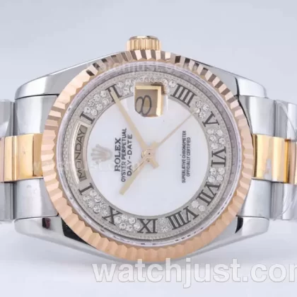 Rolex Day Date Automatic Movement Two Tone with White Dial Roman Marking
